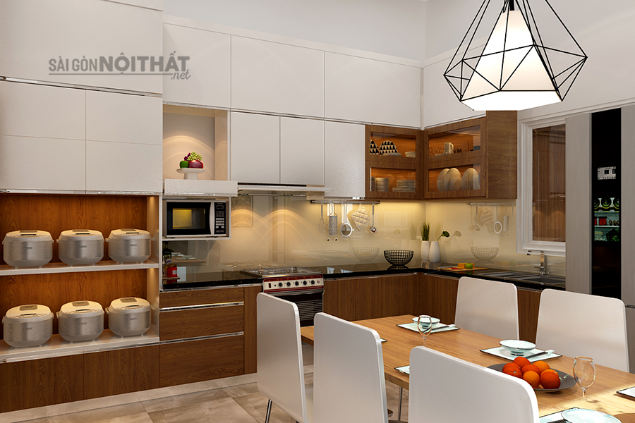 Tư vấn lựa chọn tủ bếp 2 tầng tiết kiệm kh&ocirc;ng gian